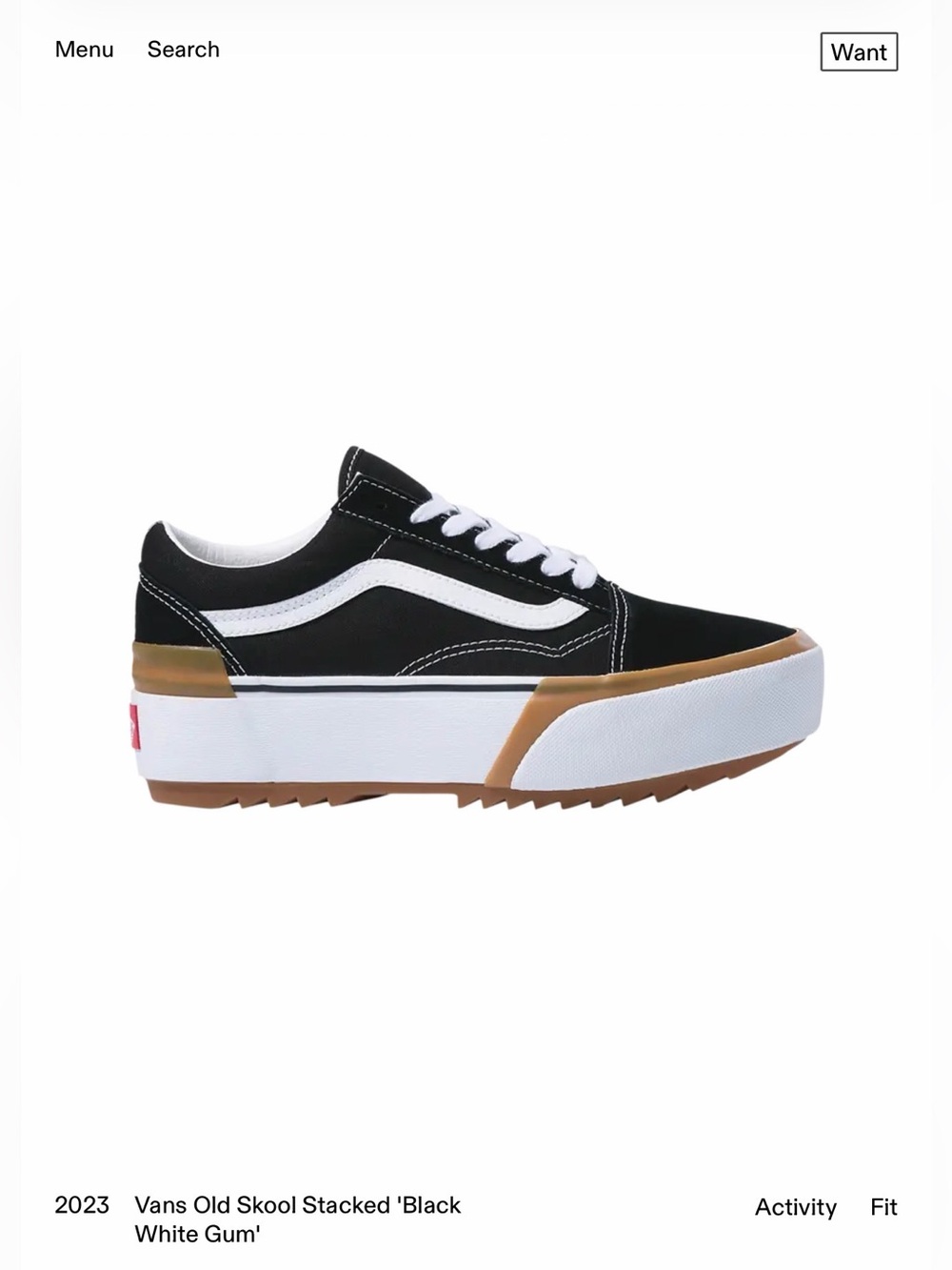 Vans Old Skool Stacked Black & White Platform - size 5